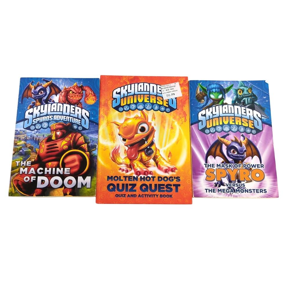 Skylanders Book Lot 3 PC Spyro Hot Dog Quiz Quest PB HC Children's